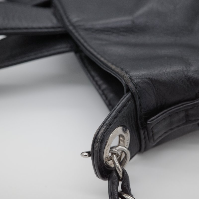 Chanel香奈兒 菱格紋縫線  黑色牛皮 可擴展拉鍊 托特包 肩背包-22