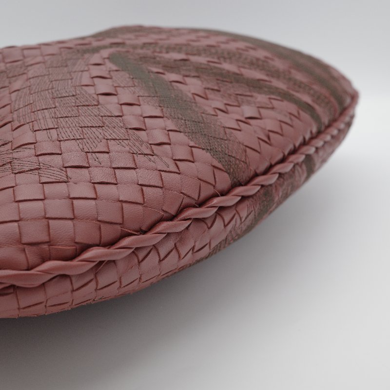 Bottega Veneta寶緹嘉 Intrecciato Hobo酒紅色編織小羊皮 肩背包-8