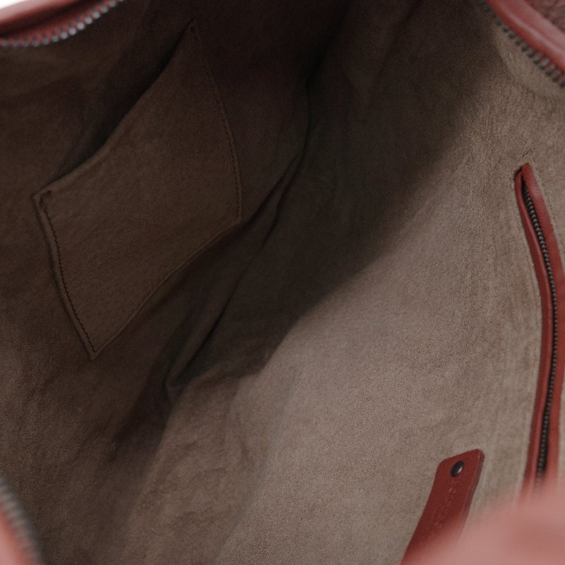 Bottega Veneta寶緹嘉 Intrecciato Hobo酒紅色編織小羊皮 肩背包-11