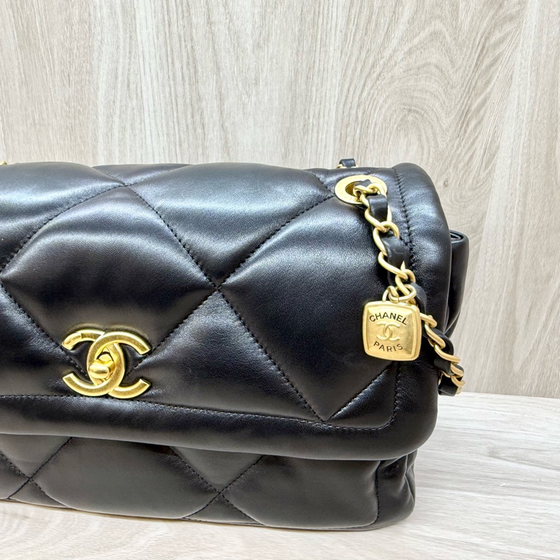 chanel黑金菱格羊皮25k口蓋包AS5737 新款🔥-11