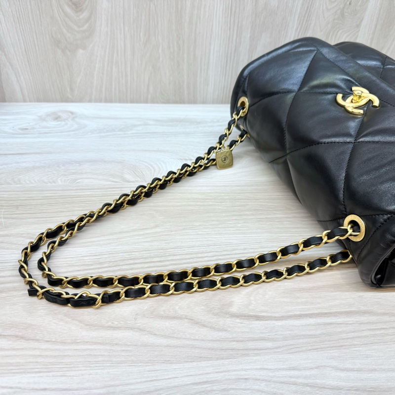 chanel黑金菱格羊皮25k口蓋包AS5737 新款🔥-14