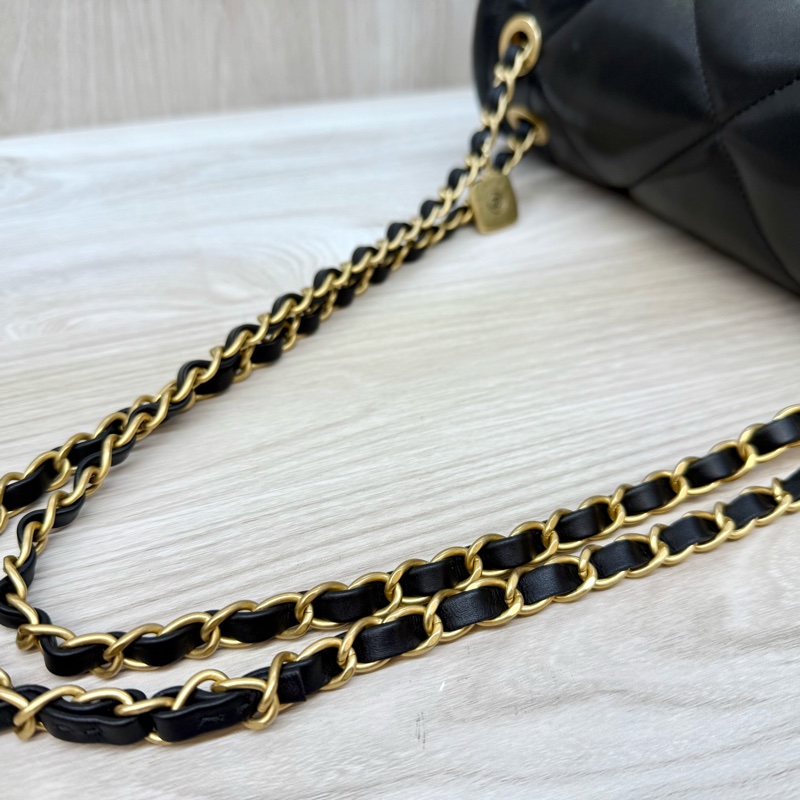 chanel黑金菱格羊皮25k口蓋包AS5737 新款🔥-15