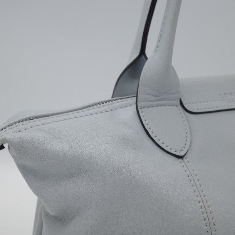 Longchamp 瓏驤 Le Pliage Cuir 灰色 小羊皮 手提包 肩背包-6
