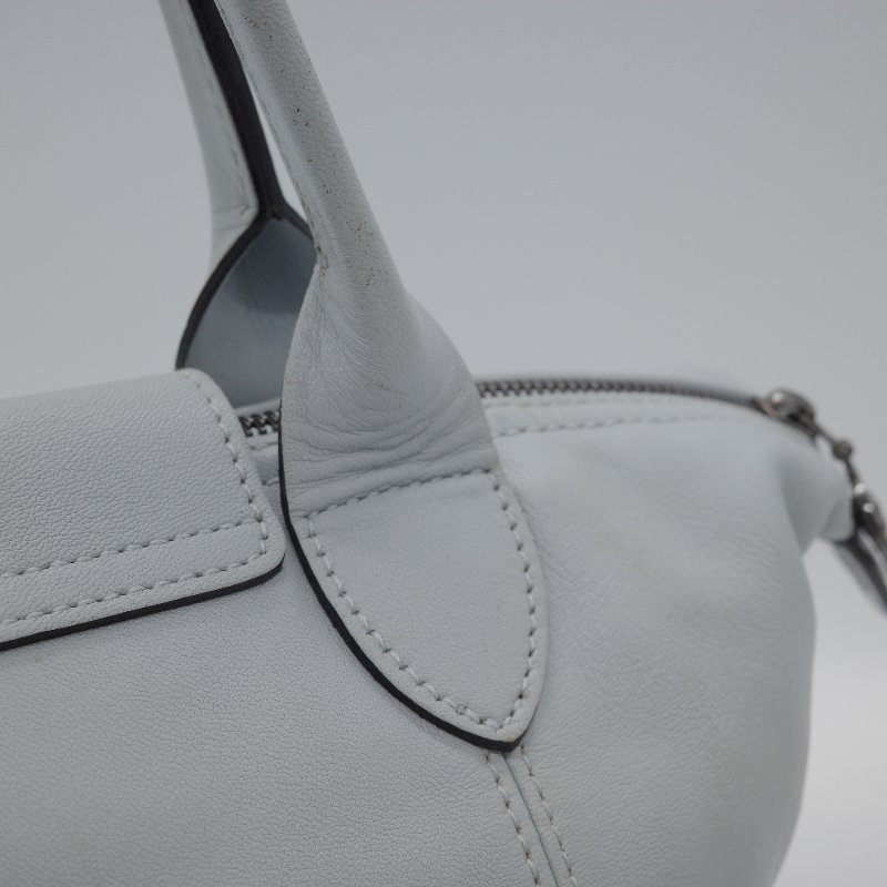 Longchamp 瓏驤 Le Pliage Cuir 灰色 小羊皮 手提包 肩背包-7