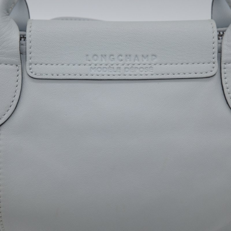 Longchamp 瓏驤 Le Pliage Cuir 灰色 小羊皮 手提包 肩背包-8