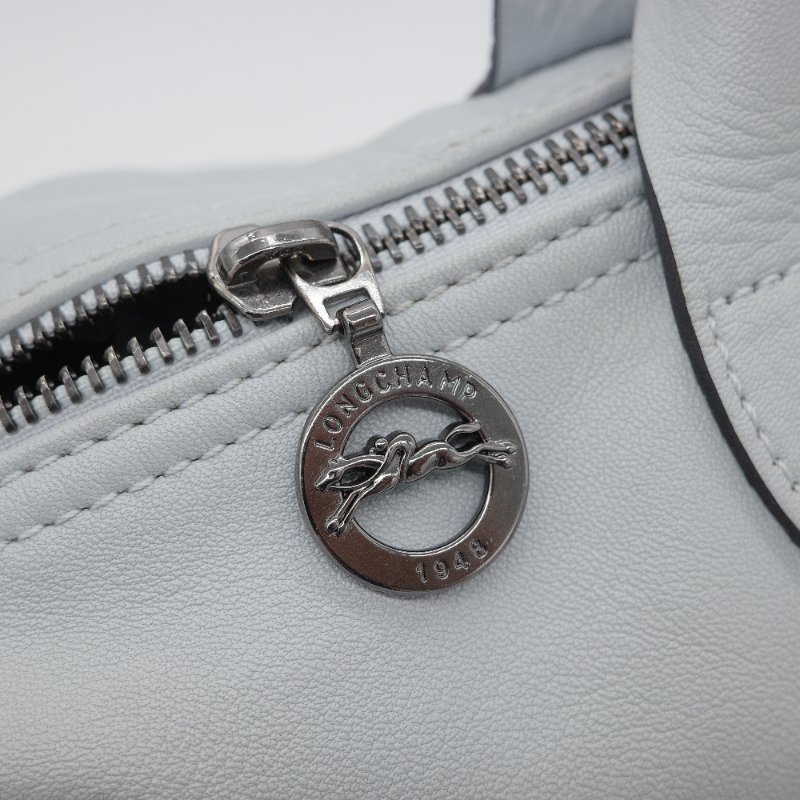 Longchamp 瓏驤 Le Pliage Cuir 灰色 小羊皮 手提包 肩背包-16