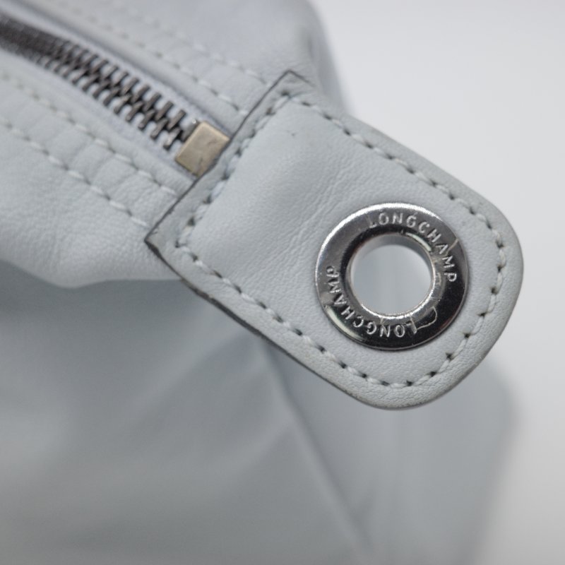 Longchamp 瓏驤 Le Pliage Cuir 灰色 小羊皮 手提包 肩背包-17