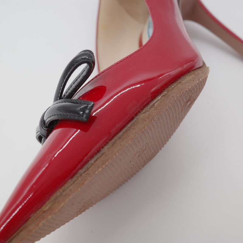 Prada普拉達 經典紅色 漆皮尖頭 高跟鞋-10