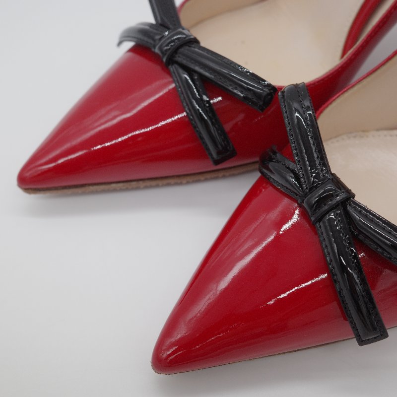 Prada普拉達 經典紅色 漆皮尖頭 高跟鞋-16