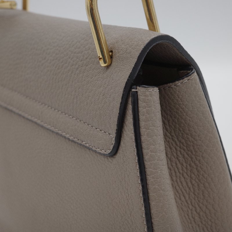 Chloé 蔻伊 Drew Motty Grey 經典灰 大象灰 小顆粒小羊皮 肩背包 鍊條斜背包-7