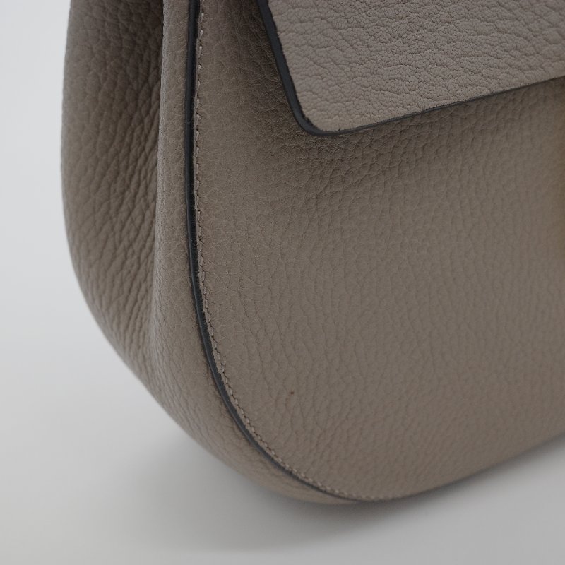 Chloé 蔻伊 Drew Motty Grey 經典灰 大象灰 小顆粒小羊皮 肩背包 鍊條斜背包-8