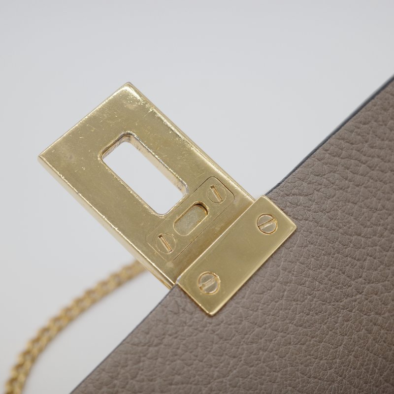 Chloé 蔻伊 Drew Motty Grey 經典灰 大象灰 小顆粒小羊皮 肩背包 鍊條斜背包-12