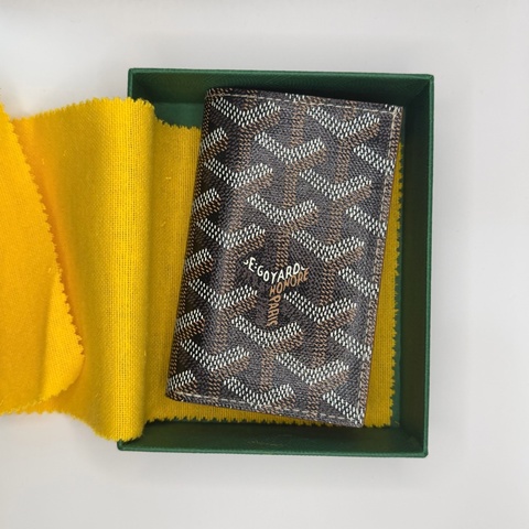 全新Goyard 六卡卡夾 黑棕配色