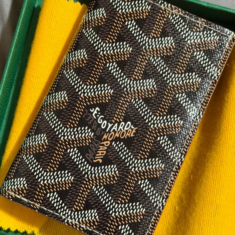 全新Goyard 六卡卡夾 黑棕配色-4