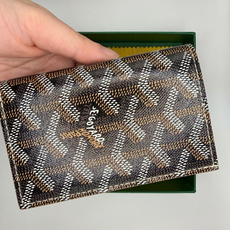 全新Goyard 六卡卡夾 黑棕配色-11