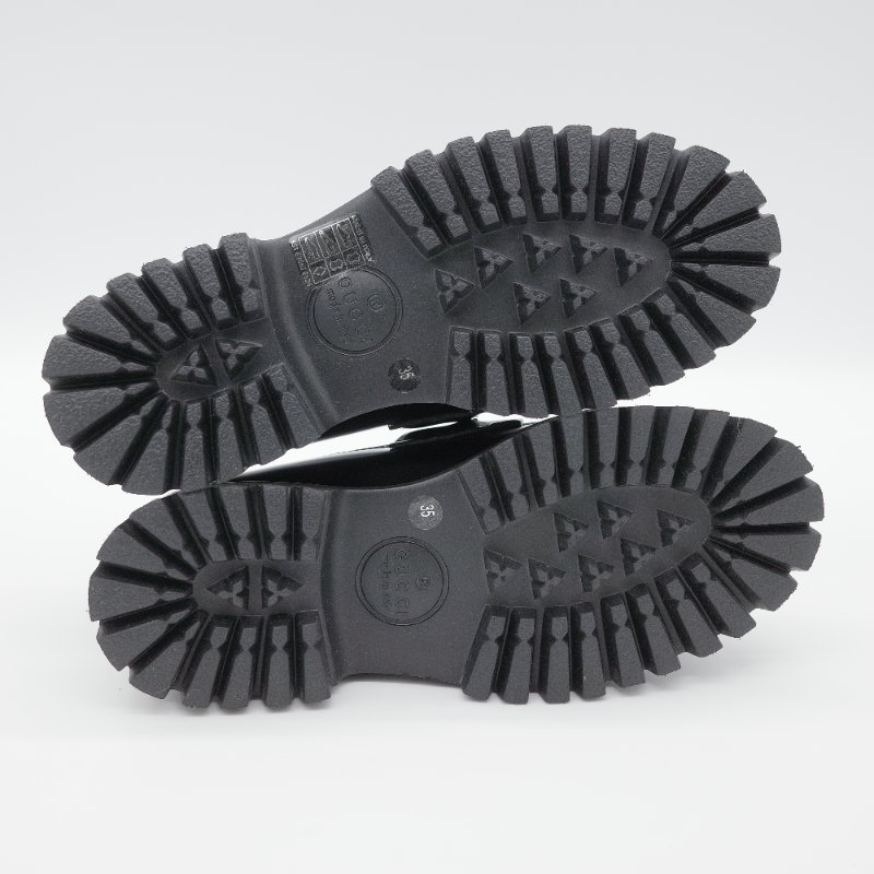 Gucci古馳Sylke 黑色牛皮 馬銜扣 厚底樂福鞋-4