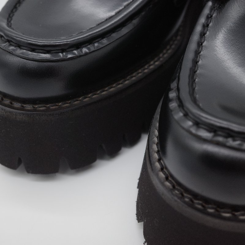 Gucci古馳Sylke 黑色牛皮 馬銜扣 厚底樂福鞋-8