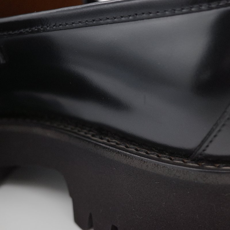 Gucci古馳Sylke 黑色牛皮 馬銜扣 厚底樂福鞋-9