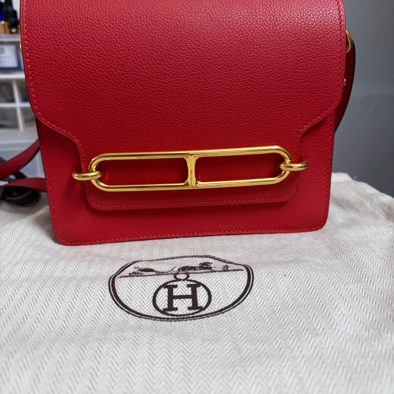 💕💕Hermes Roulis豬鼻袋,蕃茄紅配金扣A刻💕💕-7