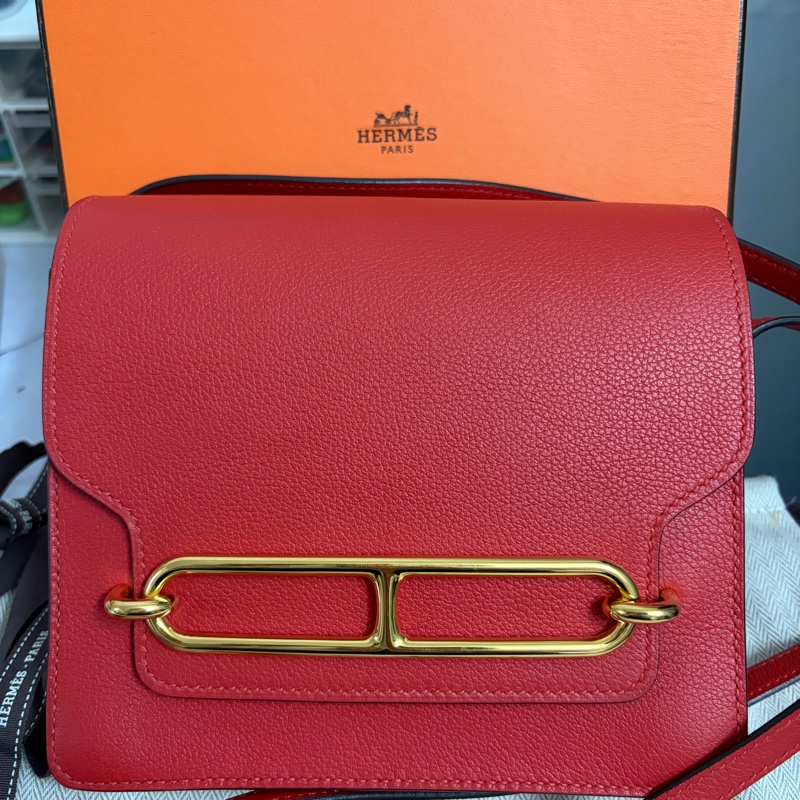 💕💕Hermes Roulis豬鼻袋,蕃茄紅配金扣A刻💕💕-8