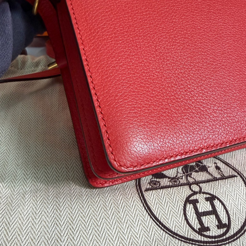 💕💕Hermes Roulis豬鼻袋,蕃茄紅配金扣A刻💕💕-11