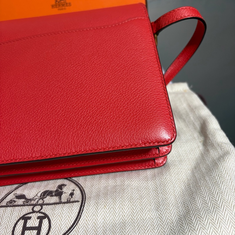 💕💕Hermes Roulis豬鼻袋,蕃茄紅配金扣A刻💕💕-12