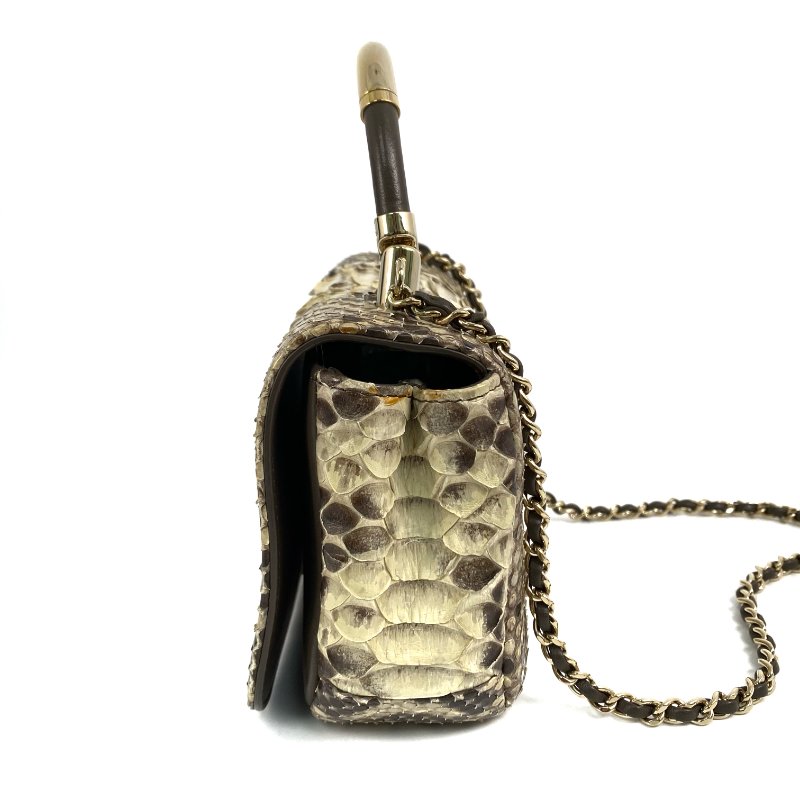 △ Chanel 香奈兒 Beige Python Gold Tone Metal Single Flap Chain 2 Way Bag No.23 米黃色蛇皮金色金屬鎖鏈肩背袋No.23 - 267002286-3