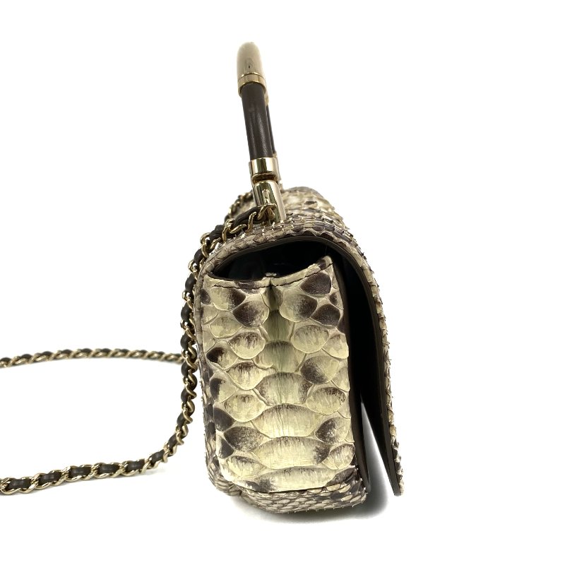 △ Chanel 香奈兒 Beige Python Gold Tone Metal Single Flap Chain 2 Way Bag No.23 米黃色蛇皮金色金屬鎖鏈肩背袋No.23 - 267002286-4