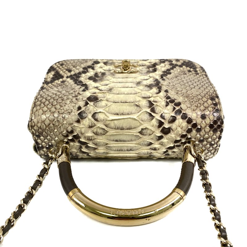 △ Chanel 香奈兒 Beige Python Gold Tone Metal Single Flap Chain 2 Way Bag No.23 米黃色蛇皮金色金屬鎖鏈肩背袋No.23 - 267002286-5