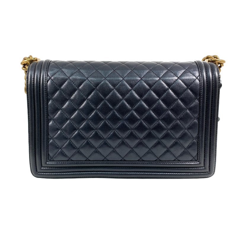 △ Chanel 香奈兒 Boy 28CM Black Lambskin Gold Stone Metal Shoulder Bag No.19 A92193 黑色小羊皮金色金屬鎖鏈肩背袋No.19 - 257028745-2