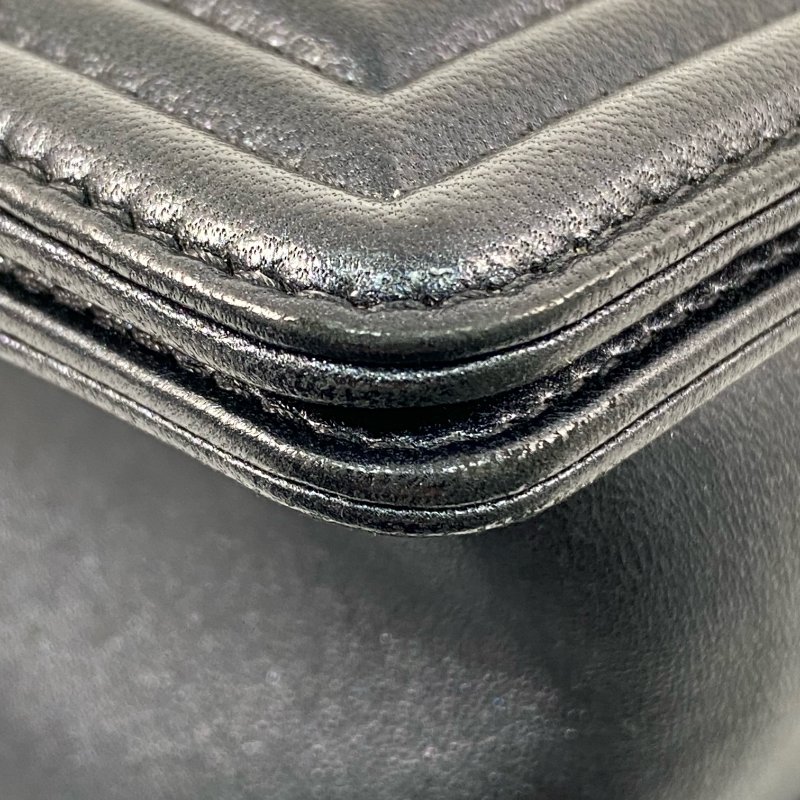 △ Chanel 香奈兒 Boy 28CM Black Lambskin Gold Stone Metal Shoulder Bag No.19 A92193 黑色小羊皮金色金屬鎖鏈肩背袋No.19 - 257028745-8