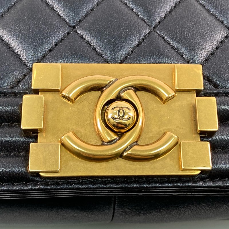 △ Chanel 香奈兒 Boy 28CM Black Lambskin Gold Stone Metal Shoulder Bag No.19 A92193 黑色小羊皮金色金屬鎖鏈肩背袋No.19 - 257028745-12