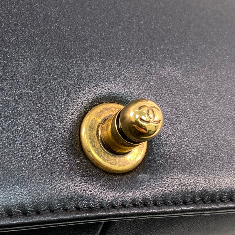 △ Chanel 香奈兒 Boy 28CM Black Lambskin Gold Stone Metal Shoulder Bag No.19 A92193 黑色小羊皮金色金屬鎖鏈肩背袋No.19 - 257028745-14