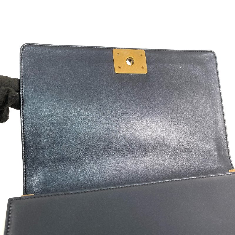 △ Chanel 香奈兒 Boy 28CM Black Lambskin Gold Stone Metal Shoulder Bag No.19 A92193 黑色小羊皮金色金屬鎖鏈肩背袋No.19 - 257028745-15