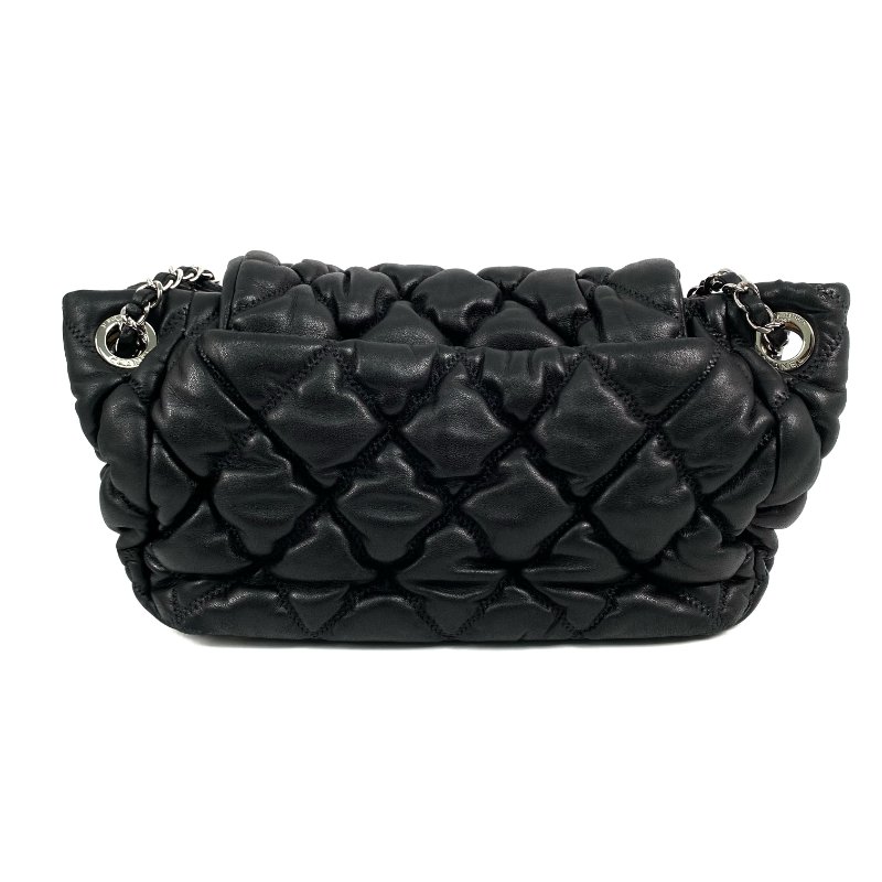 △ Chanel 香奈兒 Black Lambskin Silver Tone Metal Bubble Chain Shoulder Bag No.13 A47964 黑色小羊皮銀色金屬鎖鏈肩背袋No.13 - 267002095-2