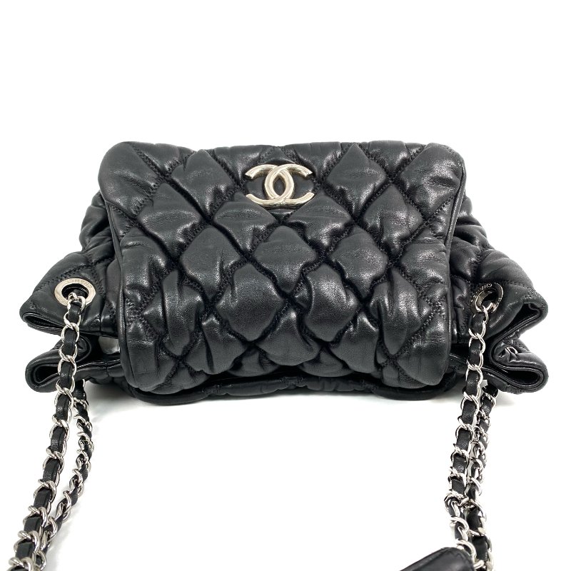 △ Chanel 香奈兒 Black Lambskin Silver Tone Metal Bubble Chain Shoulder Bag No.13 A47964 黑色小羊皮銀色金屬鎖鏈肩背袋No.13 - 267002095-6