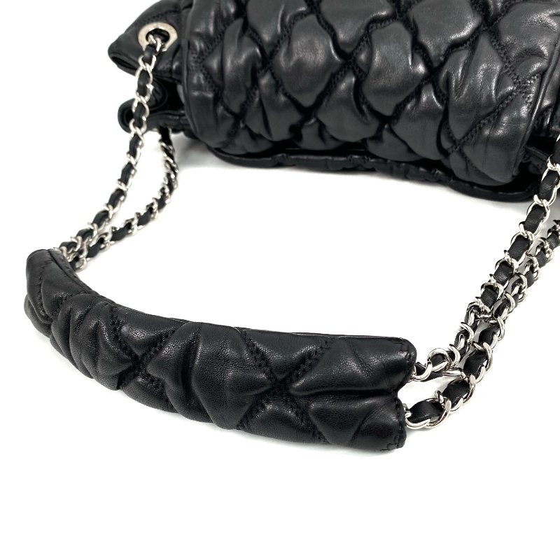 △ Chanel 香奈兒 Black Lambskin Silver Tone Metal Bubble Chain Shoulder Bag No.13 A47964 黑色小羊皮銀色金屬鎖鏈肩背袋No.13 - 267002095-7