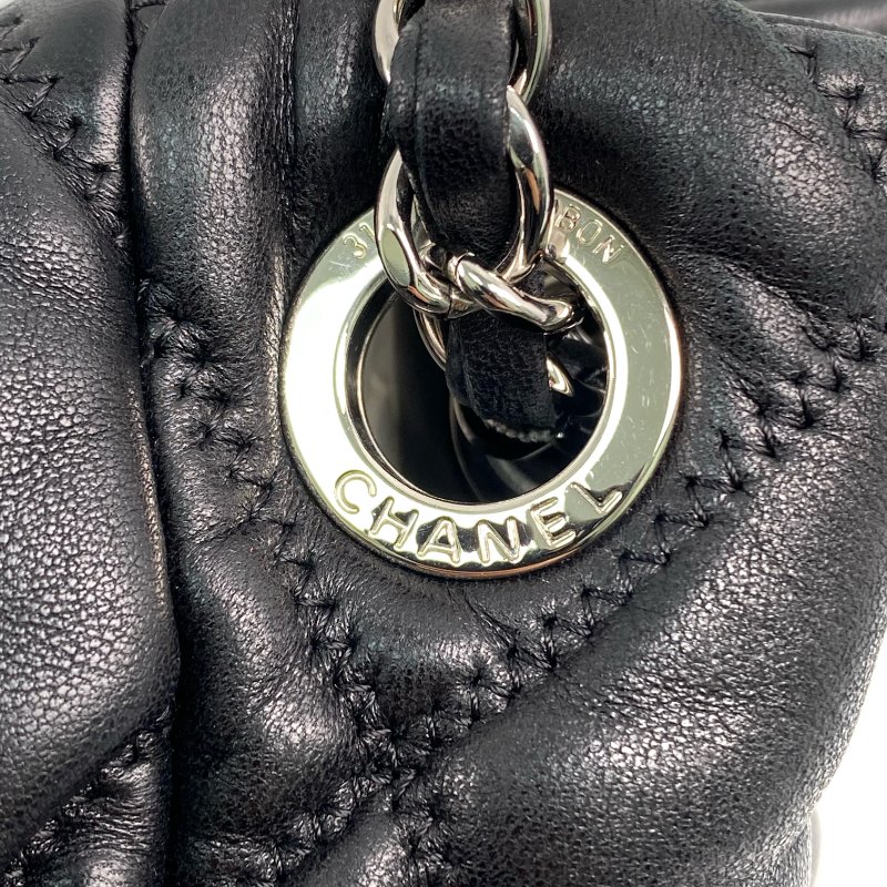 △ Chanel 香奈兒 Black Lambskin Silver Tone Metal Bubble Chain Shoulder Bag No.13 A47964 黑色小羊皮銀色金屬鎖鏈肩背袋No.13 - 267002095-14