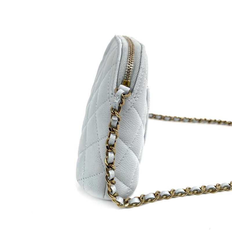 △ Chanel 香奈兒 Light Blue Caviar Skin Gold Tone Metal Chain Crossbody Bag AP4016B 淺藍色粒紋小牛皮金色金屬鎖鏈肩背袋 - 267002160-2