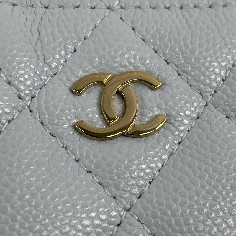 △ Chanel 香奈兒 Light Blue Caviar Skin Gold Tone Metal Chain Crossbody Bag AP4016B 淺藍色粒紋小牛皮金色金屬鎖鏈肩背袋 - 267002160-12