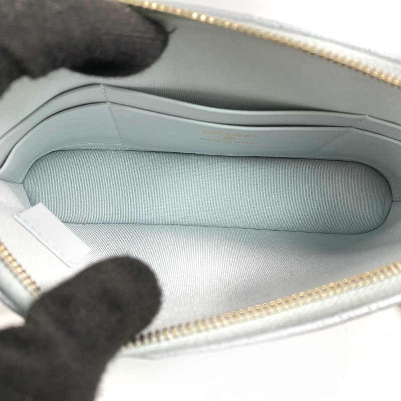 △ Chanel 香奈兒 Light Blue Caviar Skin Gold Tone Metal Chain Crossbody Bag AP4016B 淺藍色粒紋小牛皮金色金屬鎖鏈肩背袋 - 267002160-14