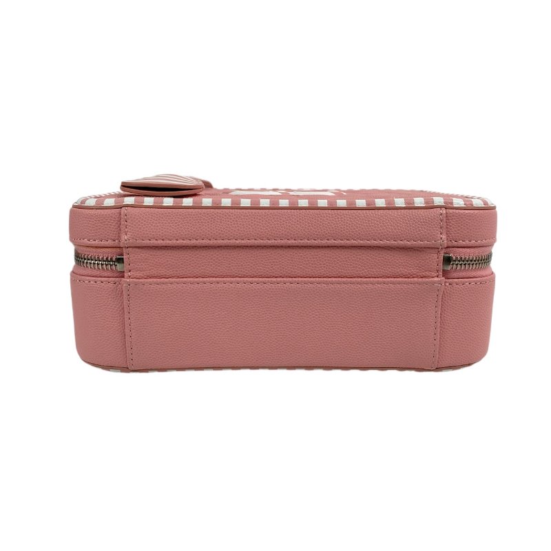 △ Chanel 香奈兒 Pink And White Caviar Skin Silver Tone Metal Filigree Vanity Case No.27 A93343 粉紅色和白色粒紋小牛皮銀色金屬鎖鏈化妝箱No.27 - 267002161-6