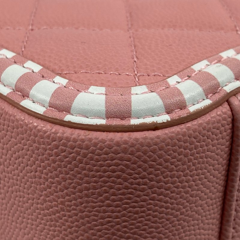 △ Chanel 香奈兒 Pink And White Caviar Skin Silver Tone Metal Filigree Vanity Case No.27 A93343 粉紅色和白色粒紋小牛皮銀色金屬鎖鏈化妝箱No.27 - 267002161-13