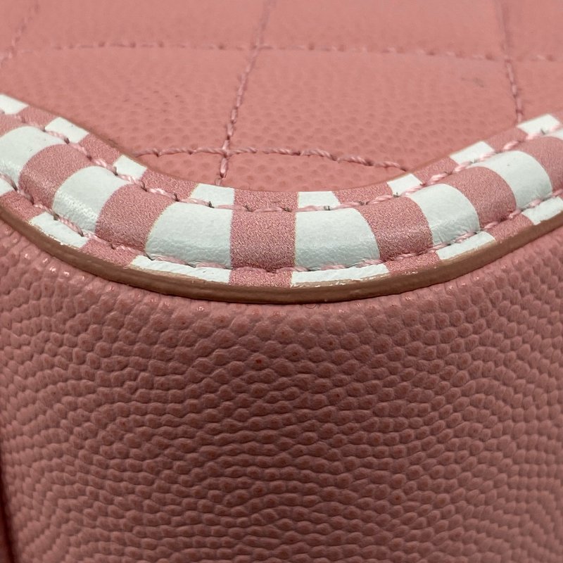 △ Chanel 香奈兒 Pink And White Caviar Skin Silver Tone Metal Filigree Vanity Case No.27 A93343 粉紅色和白色粒紋小牛皮銀色金屬鎖鏈化妝箱No.27 - 267002161-14