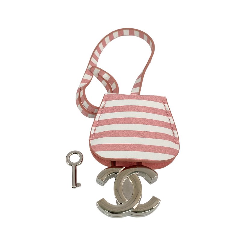 △ Chanel 香奈兒 Pink And White Caviar Skin Silver Tone Metal Filigree Vanity Case No.27 A93343 粉紅色和白色粒紋小牛皮銀色金屬鎖鏈化妝箱No.27 - 267002161-20