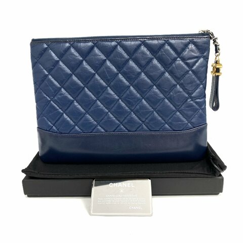 ☆ Chanel 香奈兒 Navy Lambskin Gabrielle Clutch No.27 深藍色小羊皮手拿袋 No.27 - 267002322