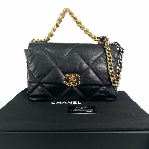 △ Chanel 香奈兒 19 Bag Black Lambskin Silver And Gold Tone Metal, Ruthenium-Finish Metal Chain 2 Way Bag No.29 AS1161 黑色小羊皮銀色和金色金屬, 鍍釕金屬鎖鏈兩用袋No.29 - 267001947