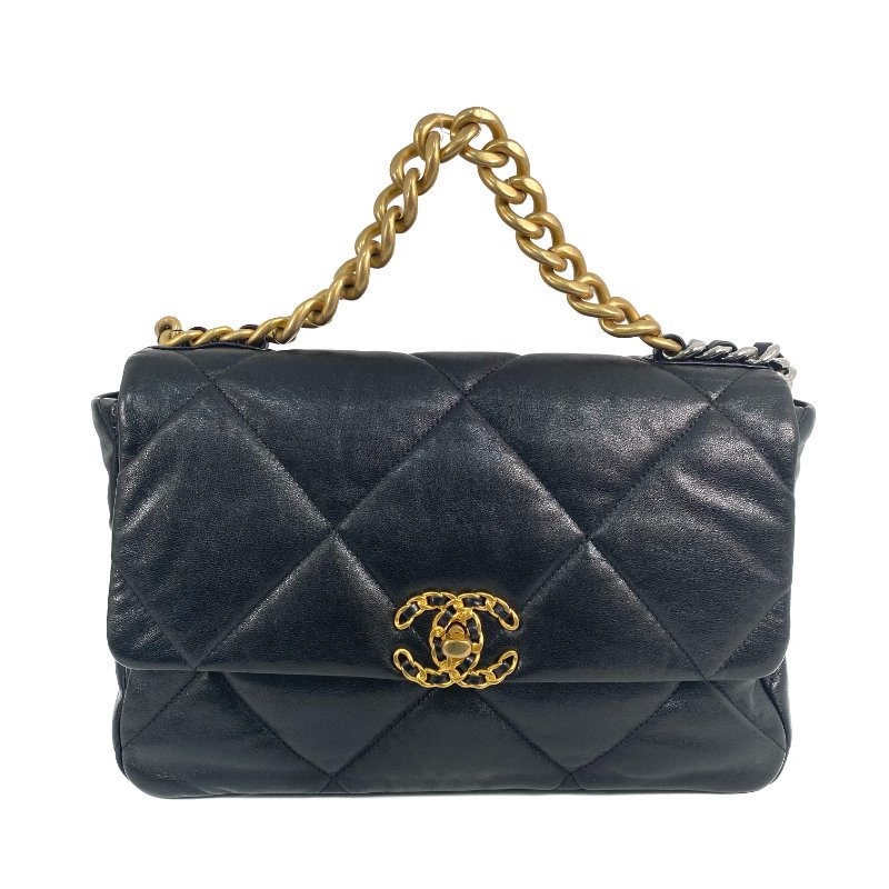 △ Chanel 香奈兒 19 Bag Black Lambskin Silver And Gold Tone Metal, Ruthenium-Finish Metal Chain 2 Way Bag No.29 AS1161 黑色小羊皮銀色和金色金屬, 鍍釕金屬鎖鏈兩用袋No.29 - 267001947-1