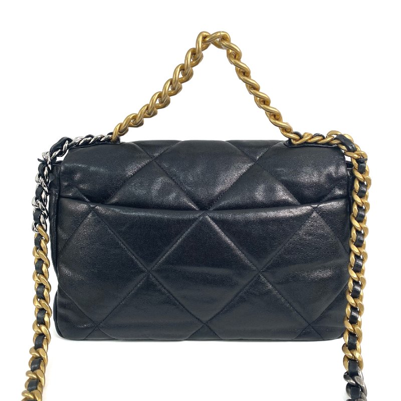△ Chanel 香奈兒 19 Bag Black Lambskin Silver And Gold Tone Metal, Ruthenium-Finish Metal Chain 2 Way Bag No.29 AS1161 黑色小羊皮銀色和金色金屬, 鍍釕金屬鎖鏈兩用袋No.29 - 267001947-2