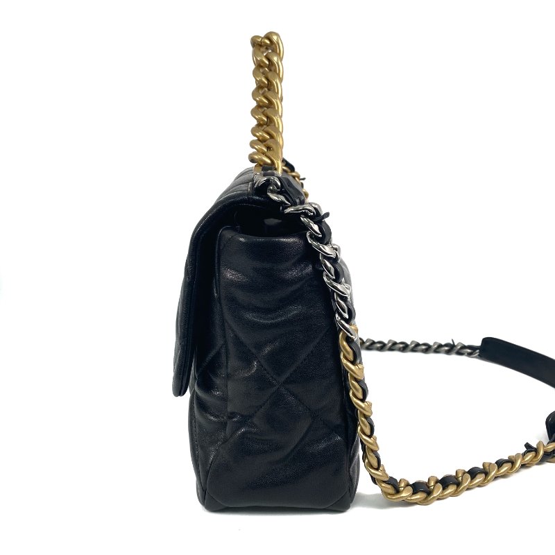△ Chanel 香奈兒 19 Bag Black Lambskin Silver And Gold Tone Metal, Ruthenium-Finish Metal Chain 2 Way Bag No.29 AS1161 黑色小羊皮銀色和金色金屬, 鍍釕金屬鎖鏈兩用袋No.29 - 267001947-3